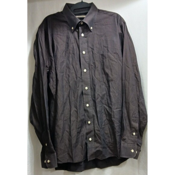 Burberry London Men's Large Brown Geometric Long Sleeve Classic Button Up USA - Picture 1 of 8